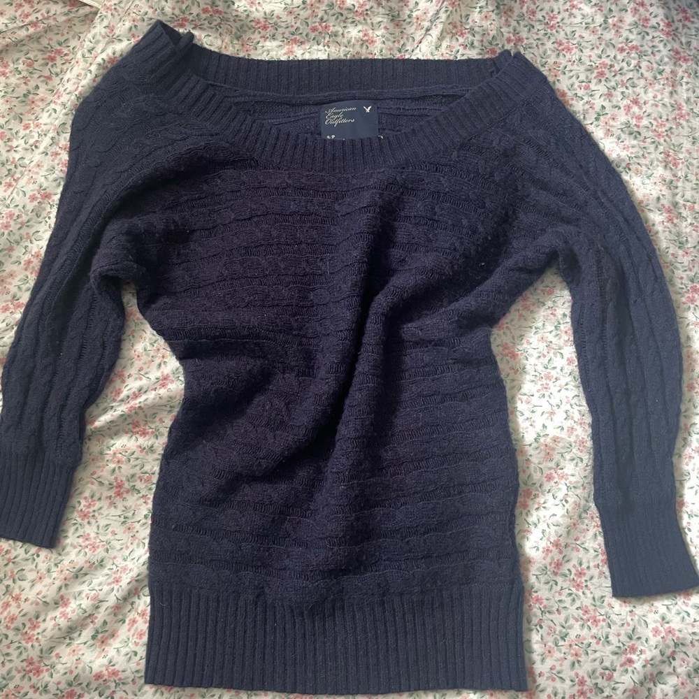 Y2K American Eagle Outfitters Off-the-Shoulder Knit Top
